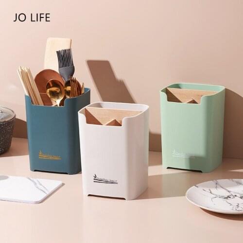 JO LIFE Multifunctional Plastic Bamboo Chopstick Fork Cutlery Storage Rack Kitchen Tools Chopstick Drain Holder