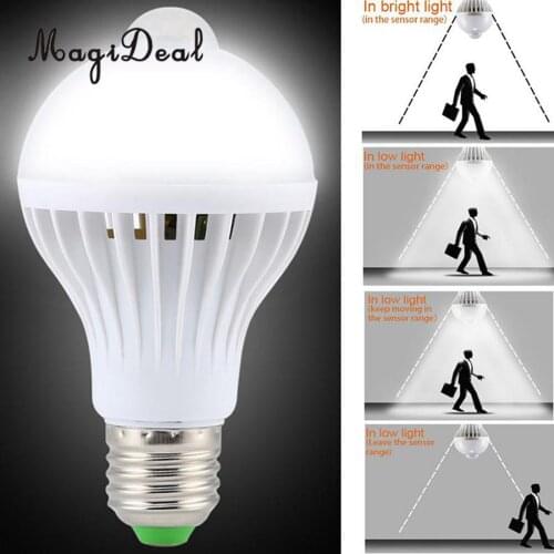 MagiDeal 85-265V 5W Energy Saving Light LED PIR Motion Sensor Auto Lamp Bulb Infrared Home Party Decor