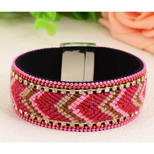 Magnetic wrap bracelet handmade magnetic bracelet,unique designed braided cotton bracelet with magnetic clasp B1527