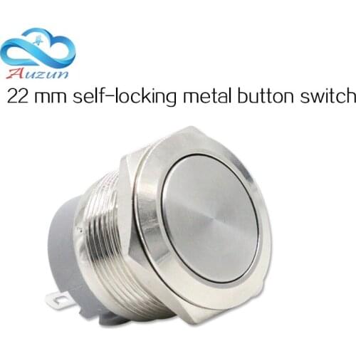 22-mm metal push button switch flat head self-locking button 10A250V large current waterproof switch