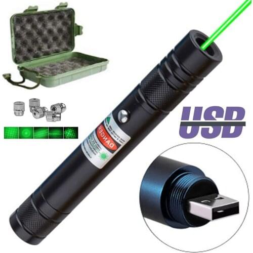 High-power green laser pointer USB rechargeable built-in battery Laser Sight 10000m 5mw laser pointer super far radiation laser