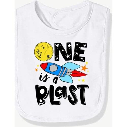 One is a Blast bib Blast Off Rocket Outer Space Themed ONE year Old 1st first Birthday party decoration gift present Photo props