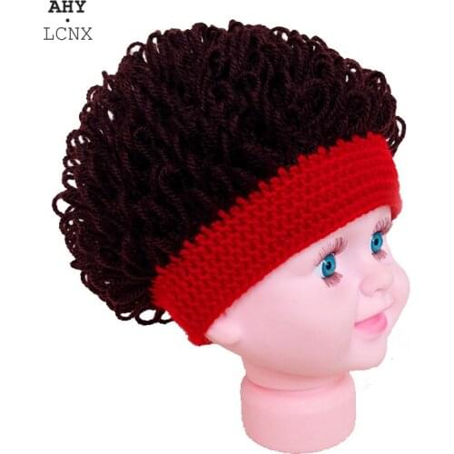New Kids Baby Toddlers Wig Hats Party Boys Girls Afro Wig Knitted Curly Cap lovely baby newborn props photograph for 2-8 Years