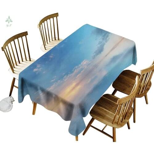 Nature Oblong Tablecloth Inside Out Sky And Sea Looks Like Combined In Horizon Ocean Clouds Tranquil Peace Theme Table Cover