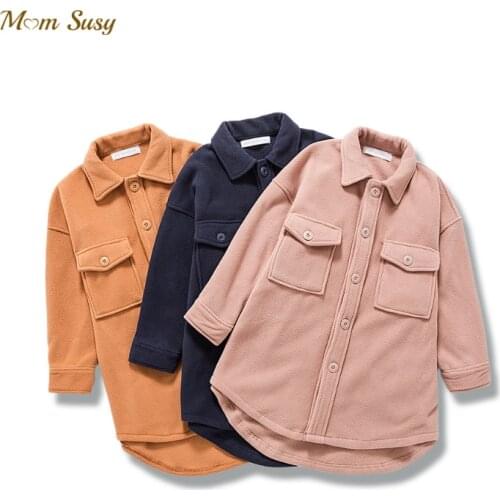 Family Matching Shirt Jacket Polar Fleece Spring Autumn Winter Mother Daughter Son Loose Shirt Outfit Casual Long Coat Fashion