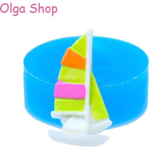 FYL159 27.1mm Sail Boat Silicone Mold - Cake Decorations, Charms Resin Clay, Sugarcraft, Handmade Cookie, Candle, Wax Mold