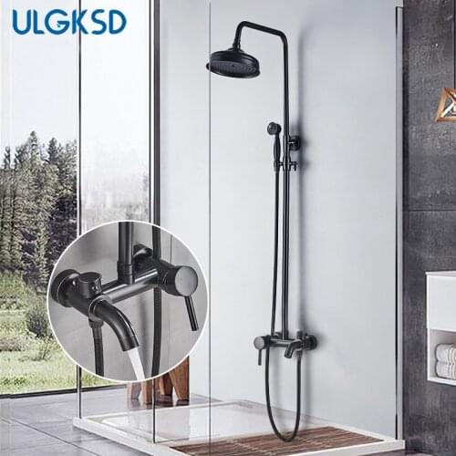 ULGKSD Bathroom Shower Faucet ORB Brass Single Handle Pop Up Tub Mixer Water Taps Wall Mount Robinet Para Bathroom Bath