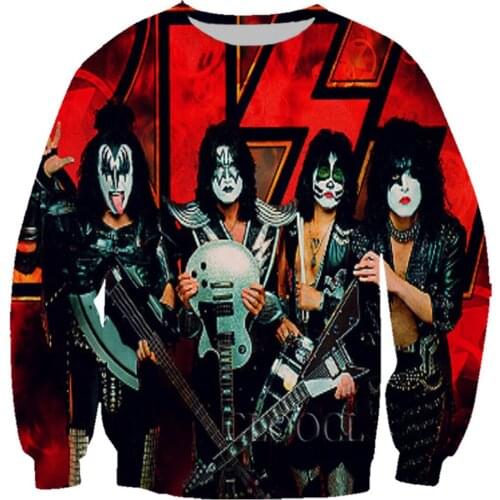 CLOOC Rock Metal Kiss Band Fashion 3D Print Men Women Casual Hip Hop Street Sweatshirt Hot Selling Couple Harajuku Top