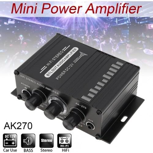 AK270 2 x 20W Power Amplifier Audio Karaoke Home Theater Amplifier 2 Channel Bluetooth Class D Amplifier USB/SD AUX Input