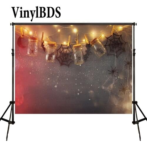 VinylBDS Children Halloween Background Newborn Cartoon Spider Web Backdrops Baby Bokeh Dream Light Backdrop for Photo Studio