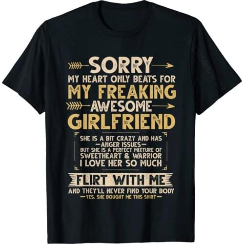 I Love My Freaking Awesome Girlfriend Shes A Bit Crazy Funny T-Shirt Funny Tops & Tees Cotton Adult Top T-Shirts Funny Wholesale