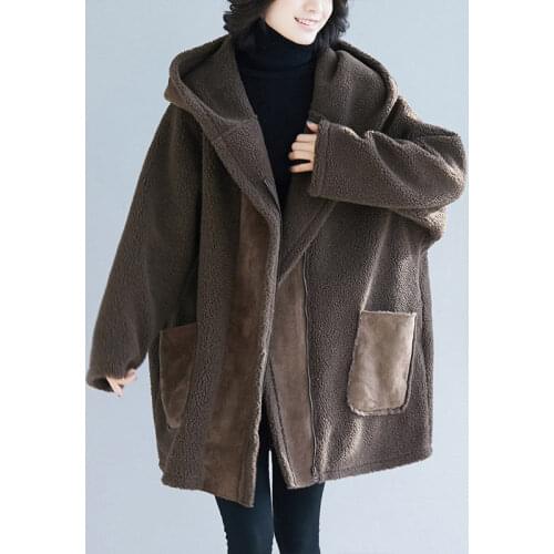 2020 New Autumn Winter Thicken Woolen Coat Cotton Cardigans Women Coat Hooded Extra Large Size Women Jackets PP007