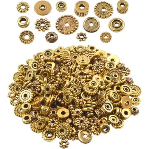 100 Gram(About 200-300pcs) Bali Style Antique Gold Spacer Beads Metal Alloy Spacers Supplie for Bracelet Jewelry Making Findings