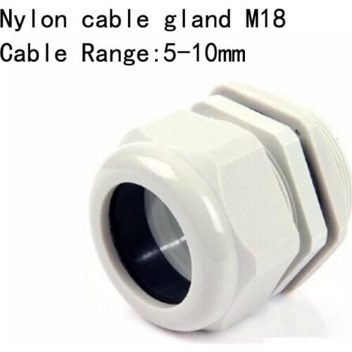 100PCS M18x1.5 IP68 Waterproof Nylon Cable Gland for 5-10mm Cable