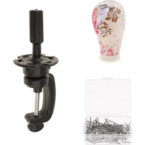 22'' Cork Canvas Block Head & T Pins & Table Clamp For Wigs Making