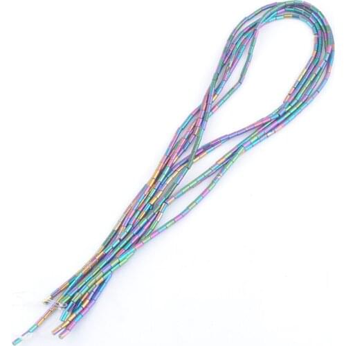 5 Strands Motley Hematite 2x4mm Column Tube Spacer Loose Beads Strand Accessories for Women Men Fashion Jewelry Making QL3002