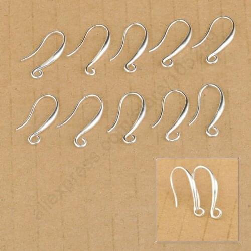 Free Fast Shipping Making Beads Jewelry Accessories Findings 925 Sterling Silver Hook Earring Pinch Smooth Ear Wires Women