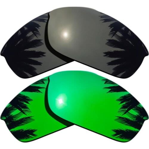Black & Green Mirrored Polarized Replacement Lenses for Flak Jacket Frame 100% UVA & UVB