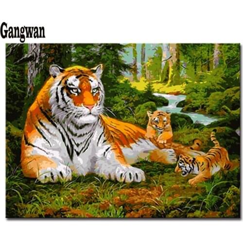 Color Animal Tiger Diamond Painting Cross Stitch Diamond rhinestone Embroidery Full diamond scenery rhinestones Home Decor gift