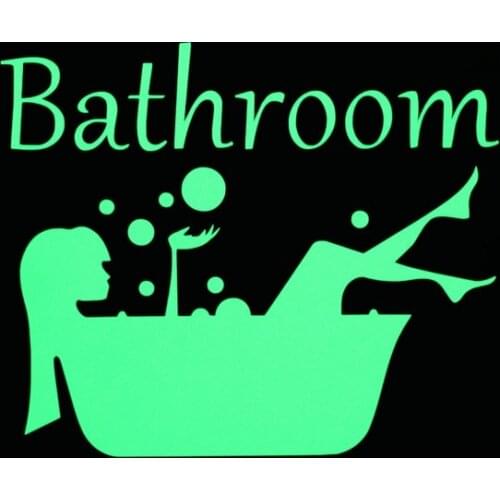 Bathroom Decorative Sticker Glow in the Dark Toilet Door Decoration Sticker Home Decor Vinyl Wall Art Sticker DIY Luminous Mural