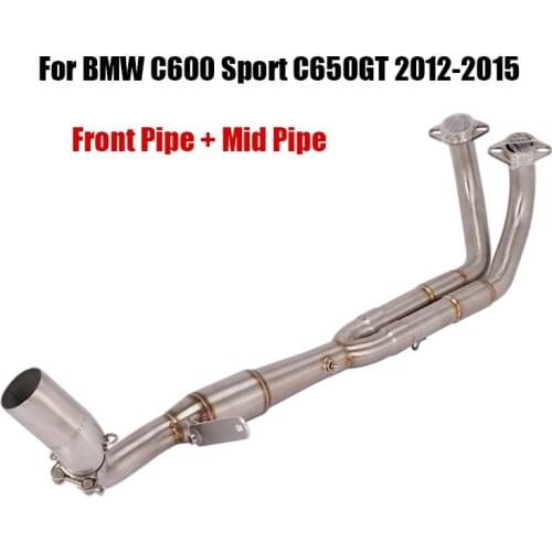 For BMW C600 Sport C650GT 2012-2015 Exhaust Front Header Mid Link Pipe Motorcycle Connect Section Tube 51mm Escape Slip On