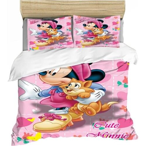 Home Textile Disney Lovely Soft Boys and Girls Bedding Duvet Quilt Cover Pillowcase Mickey Minnie Pattern Bedroom Decoration