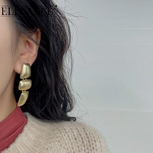 Elegance Frosted Gold Long Drop Earrings for Women Geometric Jewelry Dangle Earring Charms Party Accessories Gifts