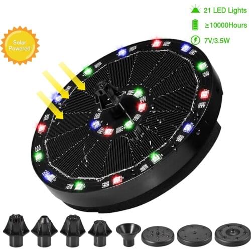 7V/3.5W Solar Fountain IP68 Waterproof Pools Fountains Colorful 6 Light Swimming Pump Panel Solar Powered Fountains Garden Decor