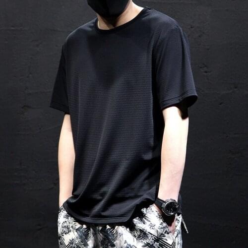 Motorcycle Summer Short Sleeve Plus Size Men T Shirt Summer Ice Silk T-Shirt Thin Cool Breathable Quick Drying Short Sleeve Top