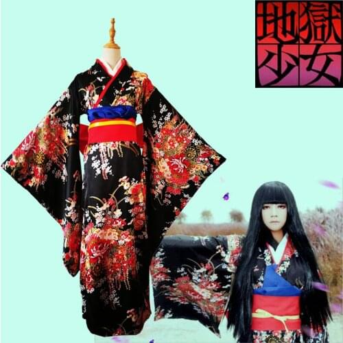 Japanese Anime Jigoku Shojo Cosplay Costume Hell Girl Enma Ai Cosplay Costume Enma Ai Kimono with Sleeves Anime Cosplay