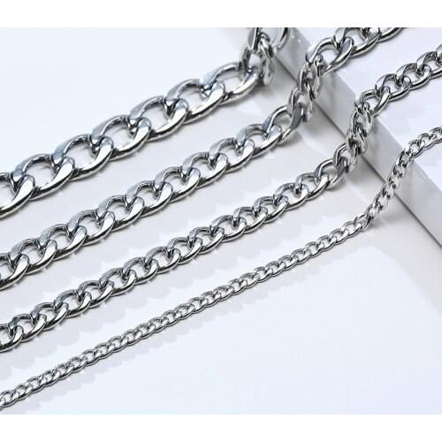 LETAPI Mens Bracelet Stainless Steel Curb Cuban Chain for Fashion Silver Color Bracelet Women Jewelry Gift