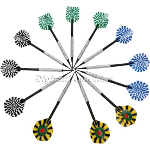 Professional 12 Pcs 14g Plastic Soft Point Darts Set With Brass Barrel & Shaft & Nice Flights & 50 Soft Needle Tips Replacement