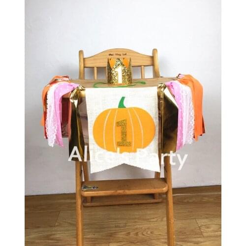 New Fall Autumn Birthday Party Highchair Banner Bunting My Little Pumpkin Baby shower Garland Decorations Cake Smash Photo props