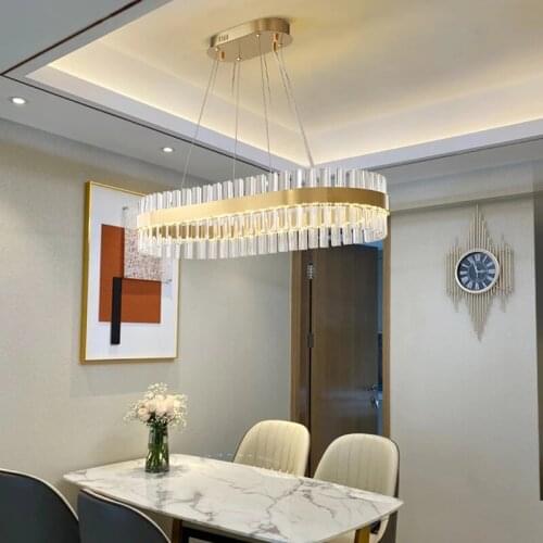 Nordic Ring Pendant Lamp Post-modern Crystal Led Chandelier Light Living Dining Room Restaurant Villa Bedroom Study Lighting