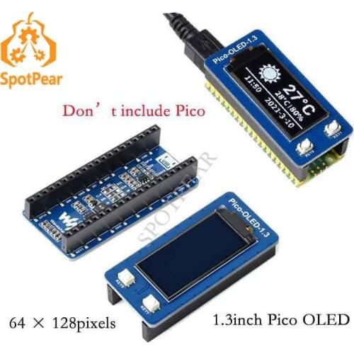 Raspberry Pi Pico 1.3inch OLED Display Module SPI/I2C 64×128