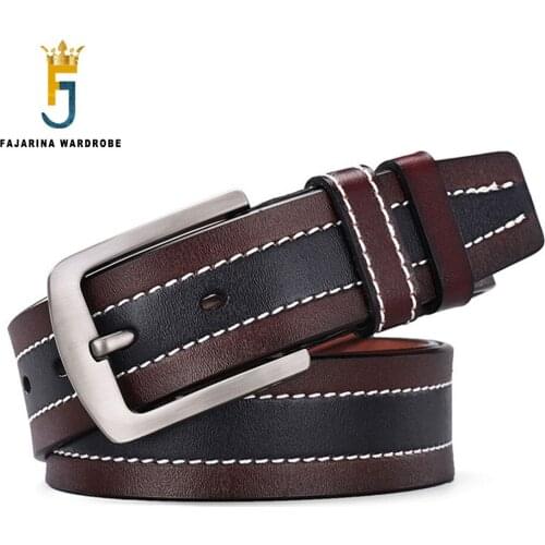 FAJARINA Brand Name Design Mens Genuine Leather Belt Man Casual Styles Waistband Belts Men Jeans Accessories 38mm Wide N17FJ826
