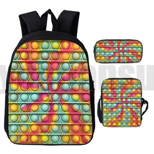 Back To School Bag 3D Print Family Games3 Pcs/Set Anime Pop It Backpack Teenager Book Bag Rainbow Push Pop Fidget Schoolbags