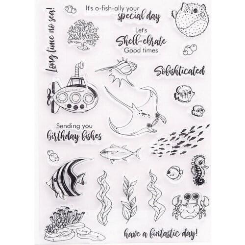 Hot Sale Sea Creatures Transparent Clear Stamps / Silicone Seals Roller Stamp For DIY Scrapbooking Photo Album/Card Making
