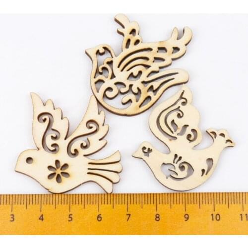 Mix Wooden Bird Pattern Scrapbooking Art Collection Craft For Handmade Accessory Sewing Home Decoration 31x33mm 20pcs