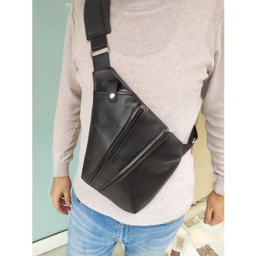Genuine Leather Sling Bag for Men, Crossbody Purse Chest Bag Messenger Shoulder Bag