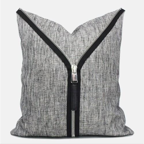 Light Luxury Zipper Design Cushion Cover Grey Decorative Cushions For Living Room Seat Bedroom Pillow Cover Pillowcase 45x45cm