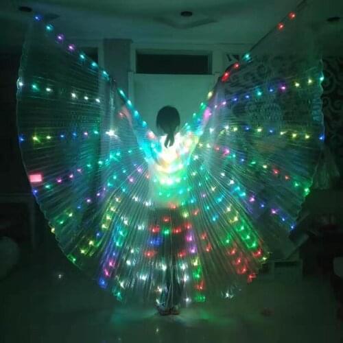 Auto Changing Color LED Luminescent Wings and Wings 360 Degree Butterfly Dancing Luminescent Projects Performing Belly Wings