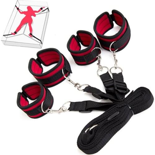 Tied Bed Restraint BDSM Bondage Gear Sex Posture Handcuffs Ankle Cuffs Adult Products Sex Toys for Couples Sex Games Hand Cuffs