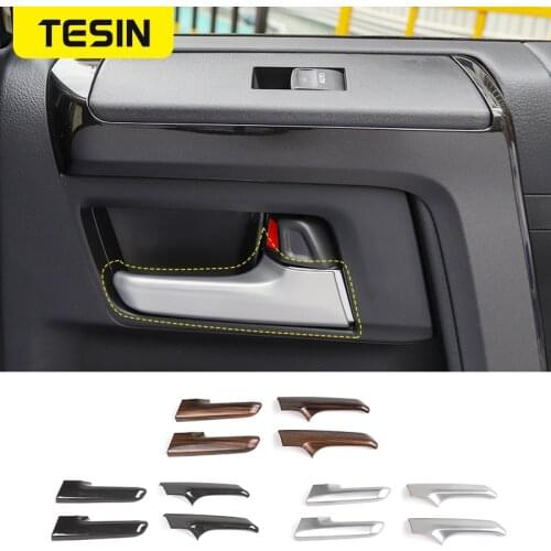 TESIN ABS Car Interior Door Glab Handle Cover Decal Decorative Trim Stickers Accessories for Toyota 4Runner 2017 2018 2019 2020