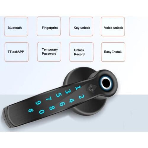 Smart Door Lock Fingerprint/Password/Key Unlock Compatible Spherical Lock Handle Easy Installation TTlock App Remote Control