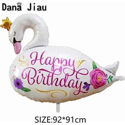 High quality BIG happy birthday swan party balloon wedding decoration eyelash unicorn foil ballon pink crown flamingo ball