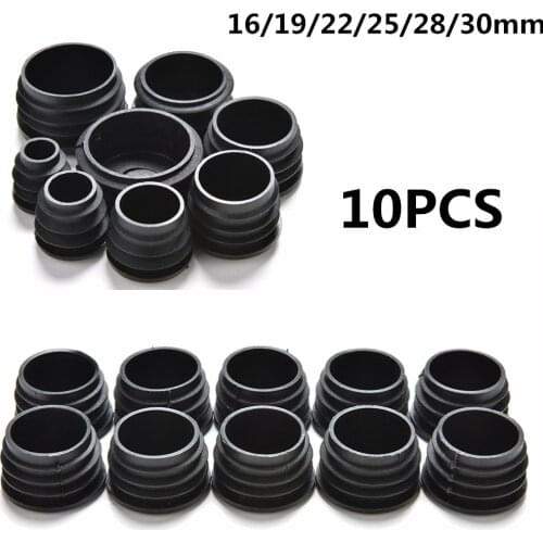 10Pcs/lot BLack Furniture Leg Plug Blanking End Cap Bung For Round Pipe Tube Diameter 16/19/22/25/28/30mm