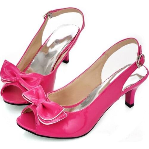 Womens shoes summer new fashion wild with fish mouth buckle candy color fine heel sandals sweet bow women sandals