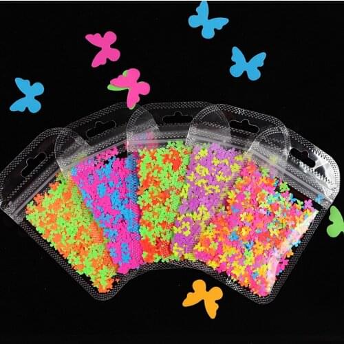 1Bag Beautiful Butterfly Nail Art Sequins Decoration Neon Color Flake Manicure Accessories For DIY Nail Art Tips Design