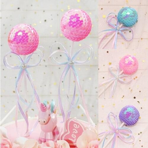 1 Pcs Sweet Lovely Silk Ribbon Bowknot Ball Pink Cake Topper For Kids Birthday Cupcake Flag Party Wedding Decoration Supply